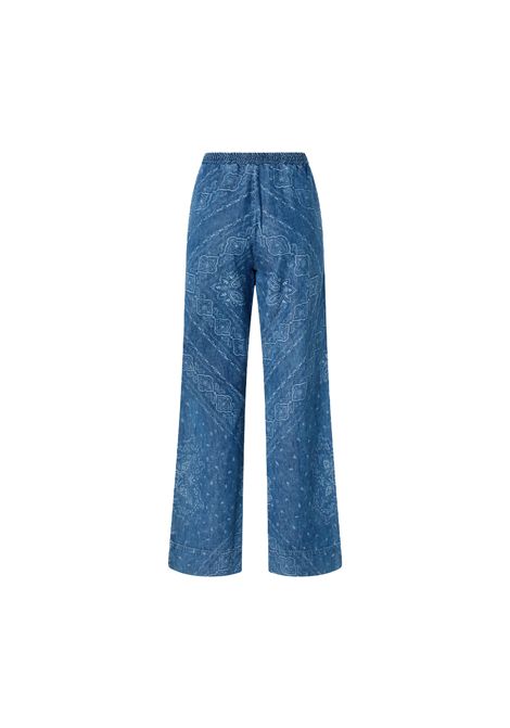 Pantalone Pinko donna Namibia 104978 A2I8 Blu denim cotone wide leg gamba larga elastico in vita PINKO | Pantaloni | 104978 A2I8PJE